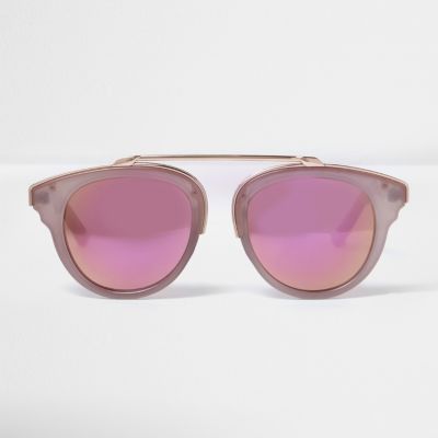 Blush pink gold mirror lens sunglasses